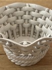 Ceramic Woven Rope Planter Cache Pot Lattice Basket Made In Italy Vintage