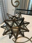 Vintage Moravian Star Hanging Lantern Candle Holder W  Pedestal Metal