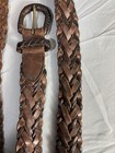 Trafalgar Braided Leather Belt Men   s 34 Woven Brown Brass Buckle Usa Made