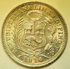 Mw29713 Peru Silver 1 2 Dinero 1916 Fg  Km 206 2   Unc