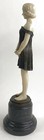 Bronze Art Nouveau Proper Young Lady Marble Base Figurine Sculpture Statue Decor