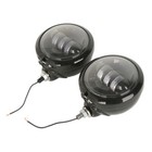 Black 4 5  Led Auxiliary Spot Passing Fog Lights Lamps Housing Bucket For Harley