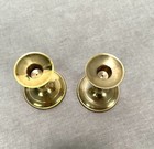 Vintage Brass Candlesticks Candle Holder Pair Cottagecore Colonial 4    Round Base