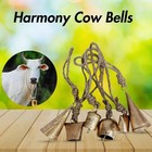Set Of 6pc Harmony Cow Bells  Handmade Vintage Rustic Brass Wall Hanging Cowbell