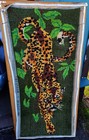 Vintage Huge Completed Cheetah Vertical Latch Hook Rug Wall Hanging 57  X 25  