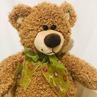 First   Main Brown Tan Teddy Bear W  Green Bow Stuffed Plush 11 