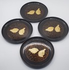 Vintage Otagiri Japan Birds   Floral Laquerware Coasters Set Of 4 With Case