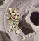 Vintage Lefton Lavender Candle Holder  Porcelain Applied Flowers Cottagecore