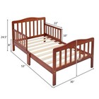 Brown Wooden Baby Toddler Bed Children Bedroom Furniture With Safety Guardrails