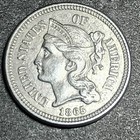 1865 Three Cent Nickel Deep Strike   Mint-ms-lustrous Gem-bu  -full Bands