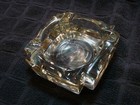 Vintage Glass Ashtray Heavy Art Deco Style Mcm Modern Geometric 4 Slot Eclectic 