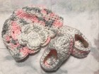 Handmade Crochet Baby Girl Hat Booties Newborn 0-3 Multicolor