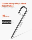 Vevor 12in 16pack Rebar Stakes Heavy Duty J Hook Galvanized Steel Ground Anchors