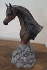 Beautiful Bay Arabian Horse Head Bust  set In Stone  Lermond caldwell Signed