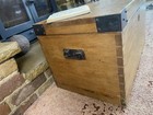 Old Antique Pine Chest  Vintage Wooden Storage Trunk  Blanket Box  Coffee Table 