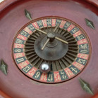 Vtg Mid-century Mini Red Footed Wood Numbered Roulette Gambling Game Metal Ball
