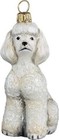 White Toy Poodle Dog Polish Blown Glass Christmas Ornament Holiday Decoration