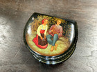 Vintage Antique Fedoskino 1969 Russian Hand-painted Lacquer Box Two Girls Soviet