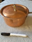Vintage Copper Pot With Tin Lining     6 5     Brass Handle Copral Made In Portugal