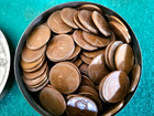 Lot Of 125  Wheat Pennies 1950-1959  In Vintage Round Tin Included