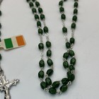 Nwt Vintage Irish Catholic Rosary Shamrock Green Bead Made In Ireland St Patrick