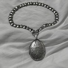 Victorian Antique Sterling Silver Book Chain Necklace W Locket Birmingham 1881