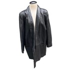 Vintage Saks Fifth Avenue Black Leather Coat Blazer Jacket Womens Size 12
