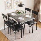 5 Piece Dining Table Set Kitchen Table Chairs Metal And Wood Upholstered Chair