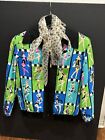 Vintage Bob Mackie Wearable Art Silk Bomber 60   s Model Print Jacket S