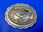 Po Stamped Concho Native Indian Art Vintage Santa Fe Sterling Silver Belt Buckle