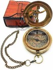 Sundial Watch With Leather Case Antique Steampunk Brass Sundial Compass Style