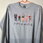 Gildan Gray Christmas Friends Parody Graphic Print Crew Neck Long Sleeve Tee M