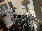 Vintage Black Pearl Masters Studio Drum Set 90s 5 Cymbals gibraltar Stand stands