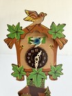 Vtg Miniature Grandfather Clock Germany Wood Hand Painted  Birds  Deer 9    No Key