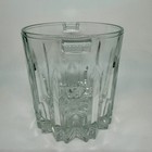 Italy Clear Glass Ice Bucket Heavy Panel Cut Starburst Base Vintage Barware