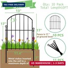 Decorative Garden Fence 17in X10ft  10 Pack Rustproof Metal No Dig Fence Animal