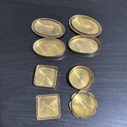 Vintage Brass   Mother Of Pearl Pill Trinket Box Small Gold Tone Lot Of 4
