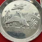 Vintage Set Of 6 Aluminum Coasters With Embossed Flying Duck Pattern