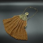 Antique Edwardian Amber Glass Beaded Purse Jeweled Filigree Frame