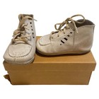 Vintage 1950s White Blucher Baby Shoes By Jc Penny Co Leather Size 0 W  Box