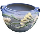 1940s Vintage Roseville Pottery Blue Freesia Jardiniere 669-8