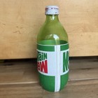 Vintage 1980 s Mountain Dew 16 Oz Styrofoam Label Glass Bottle Metal Cap Empty 