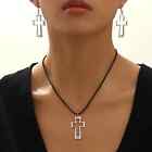 Retro Hollow Cross Pendant Necklace Earrings Set Jewelry Women Gift New