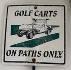 Vintage Golf Carts On Paths Only Metal Sign 12 x12  Standard Golf Co  1998