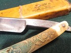 Vintage Crown   Sword Razor Works Naked Lady Ornate Cutthroat Straight Razor
