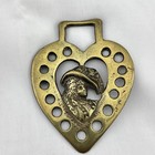 Brass Horse Medallion Vintage English Victorian Lady Fashion Hat Heart Harness