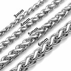4 5mm 18-28  Men s Silver Stainless Steel Wheat Braided Chain Necklace Usa