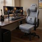 Gaming Chair With Massager 165   Recliner Computer Chair Fabric-grey