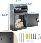 Mailbox Key Drop Box Front Locking Cabinet Anti-theft Heavy Duty Steel Black