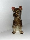 Vintage Porcelain Ceramic Terrier Brown Sitting Dog Figurine Made In Japan